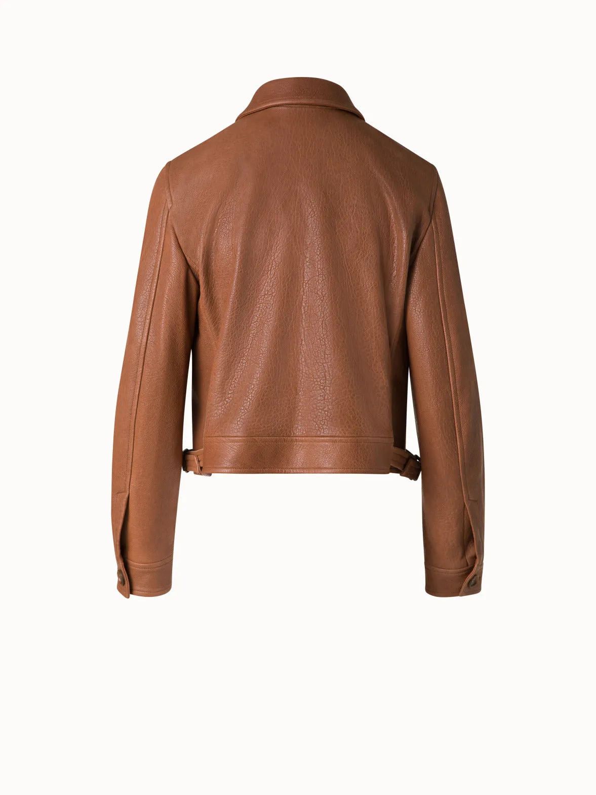 Short Bomber Leather Jacket Akris