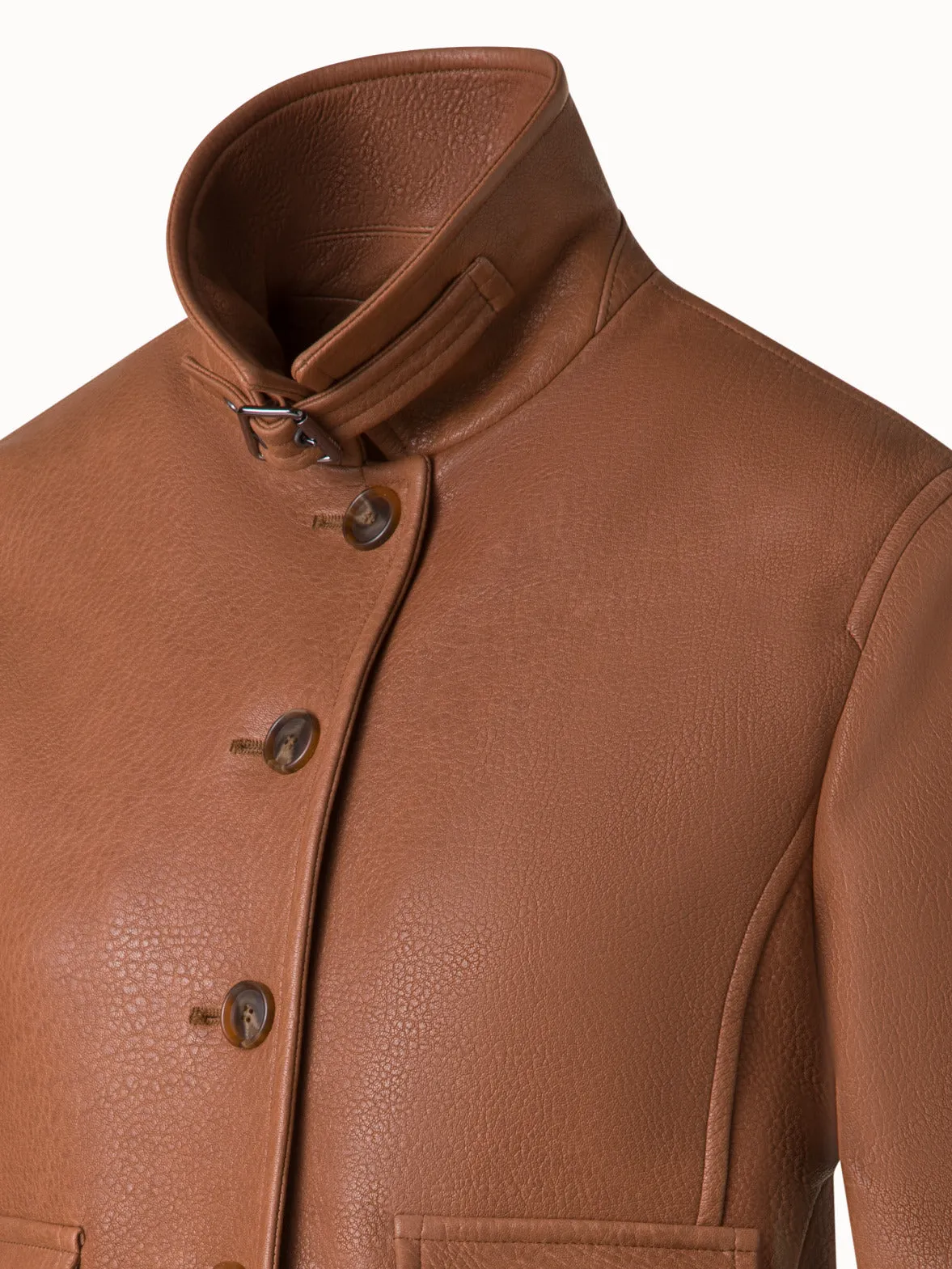 Short Bomber Leather Jacket Akris