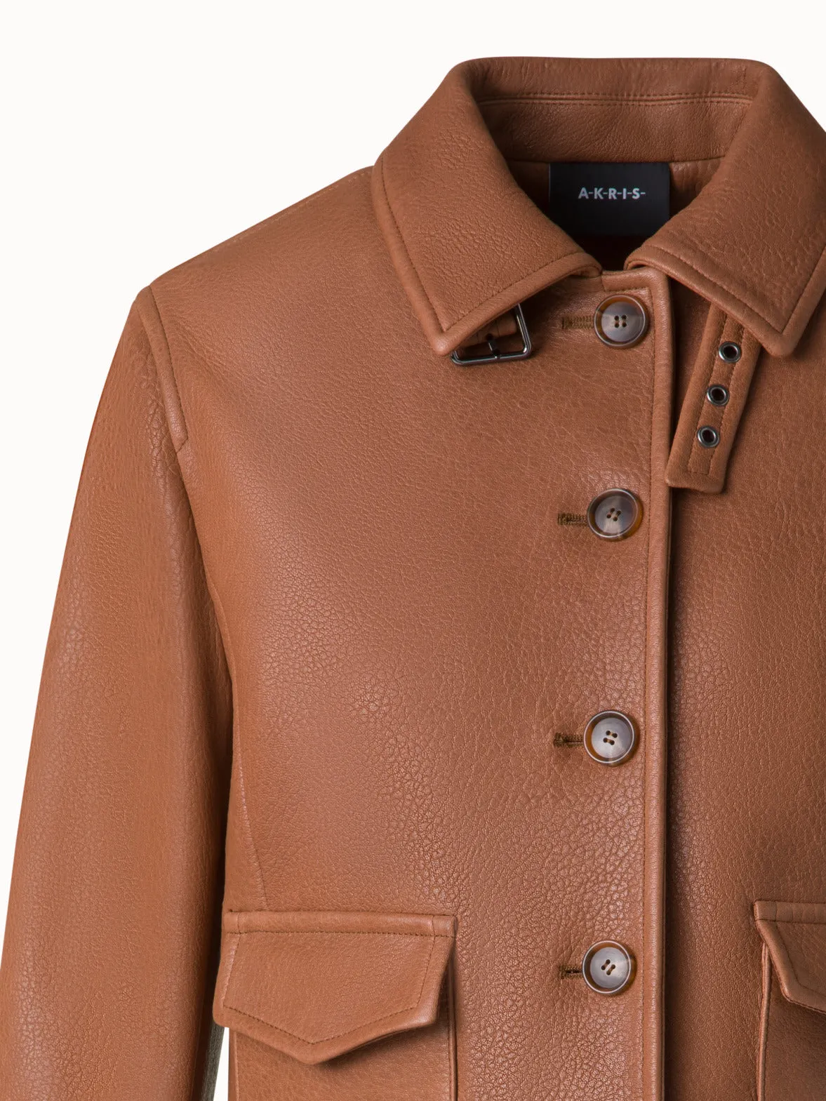 Short Bomber Leather Jacket Akris