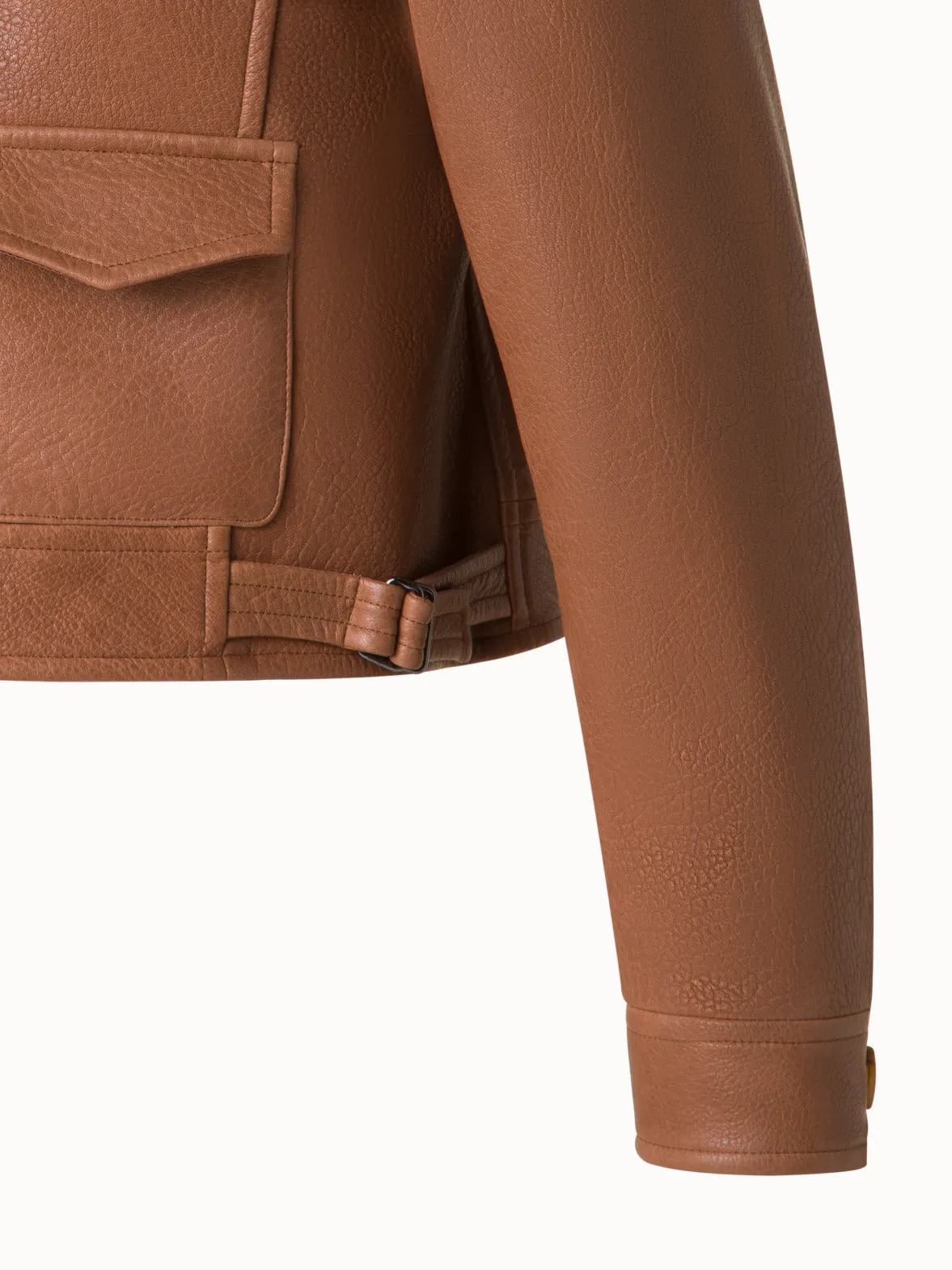 Short Bomber Leather Jacket Akris
