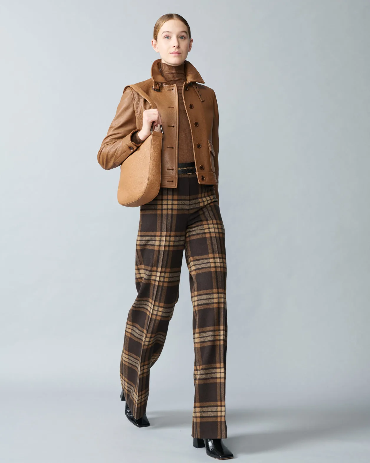 Short Bomber Leather Jacket Akris