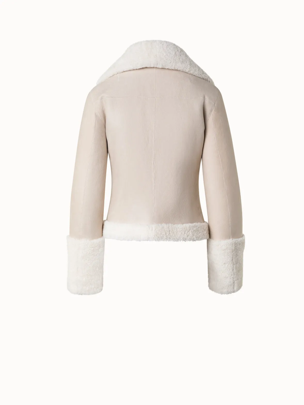 Short Double Faced Shearling Leather Jacket Akris