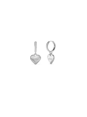 Silver Falling In Love Heart Earrings Guess
