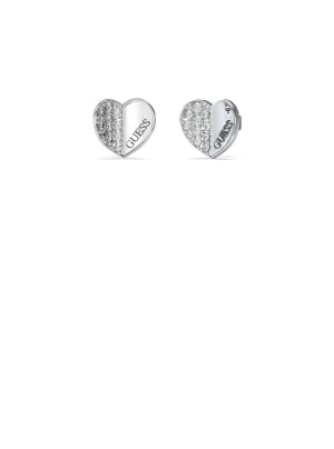 Silver Glitz Heart Logo Stud Earrings Guess