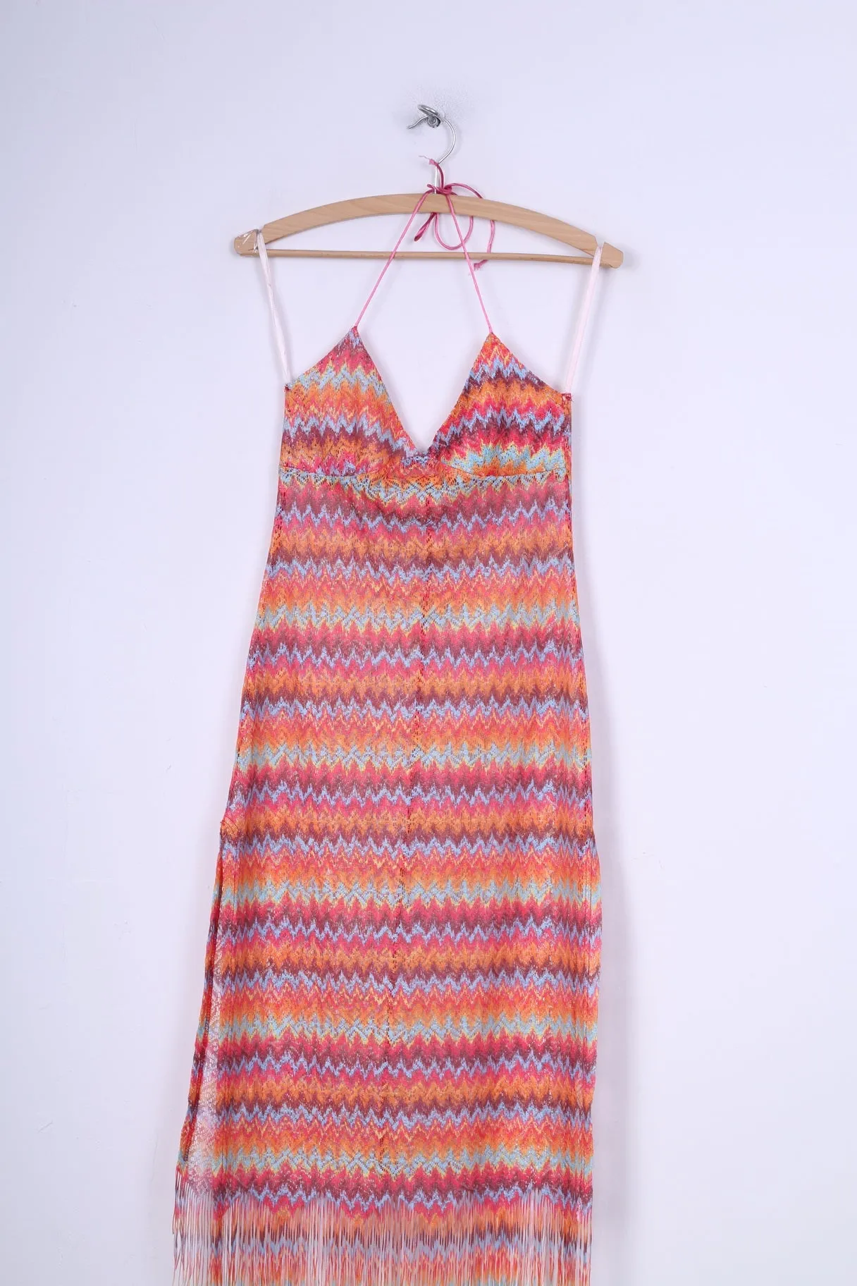 Sisters Point Womens S/M Midi Dress Mesh Colorful Summer Beach Halter Neck
