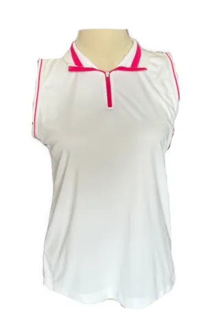 Slazenger White Sleeveless Golf Top w/Pink Accents Size M