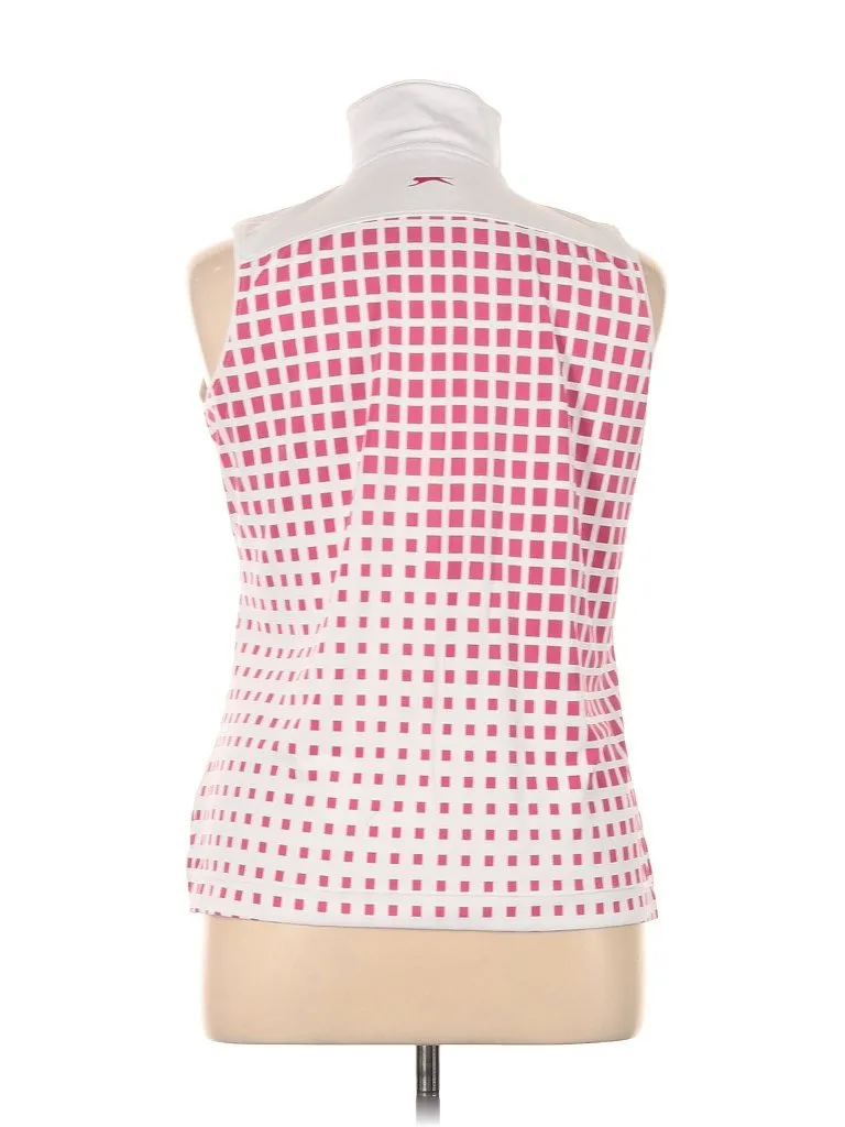 Slazenger WOmen's White & Pink Square Print Sleeveless Golf Polo Size XL