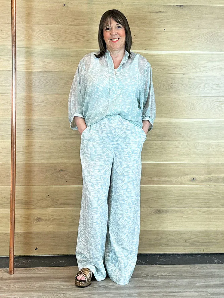 Soaked in Luxury SLArjana Zaya Trousers Silver Blue Stroke