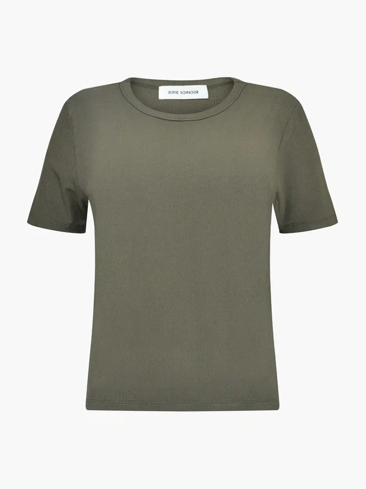 Sofie Schnoor Ribbed T-Shirt Army Green
