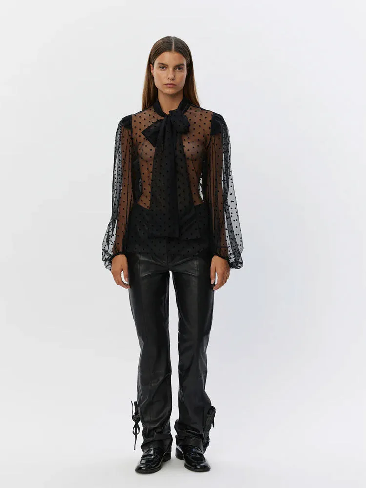 Sofie Schnoor Zayla Sheer Blouse with Tie Black