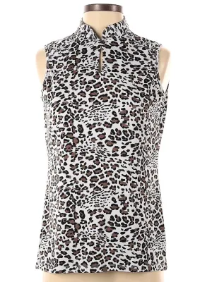 Sport Haley White Black & Brown Animal Print Sleeveless Polo Size S