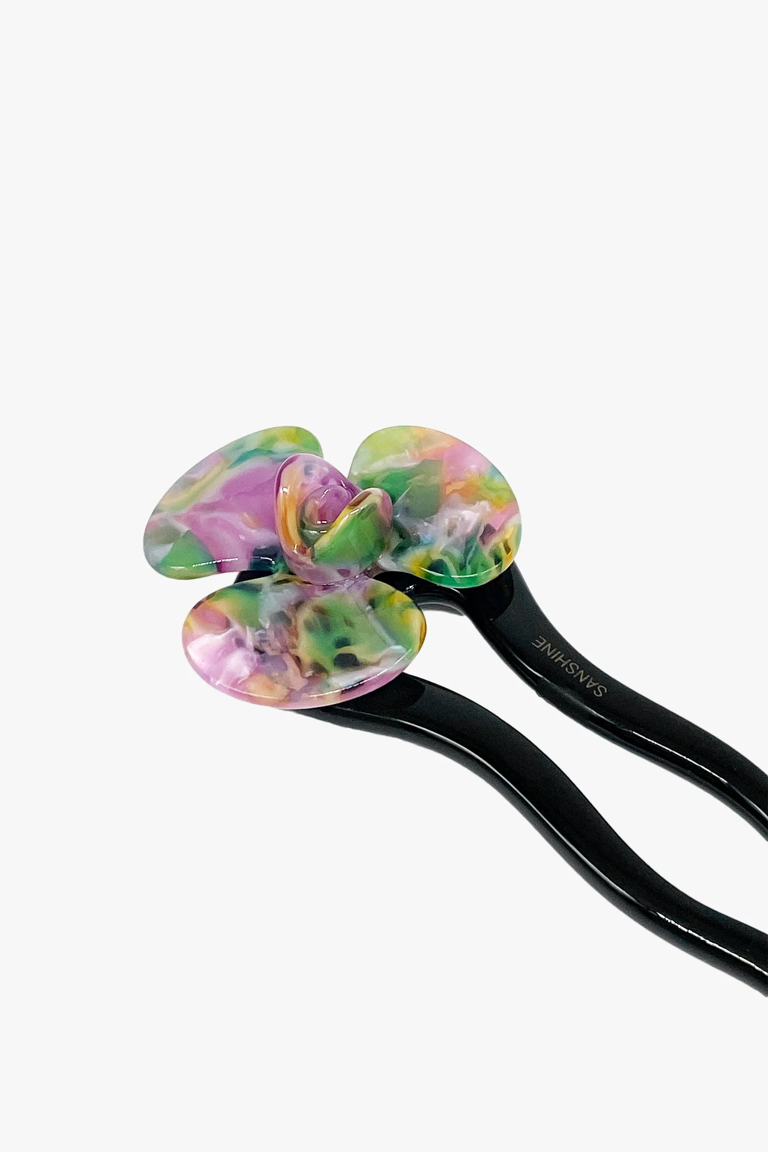 Spring Flower Chignon Hair Pin- Muted Green & Purple Annasui
