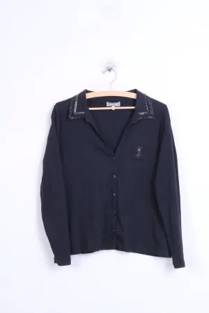Steilmann Womens 16 XL Blouse Black Single Breasted