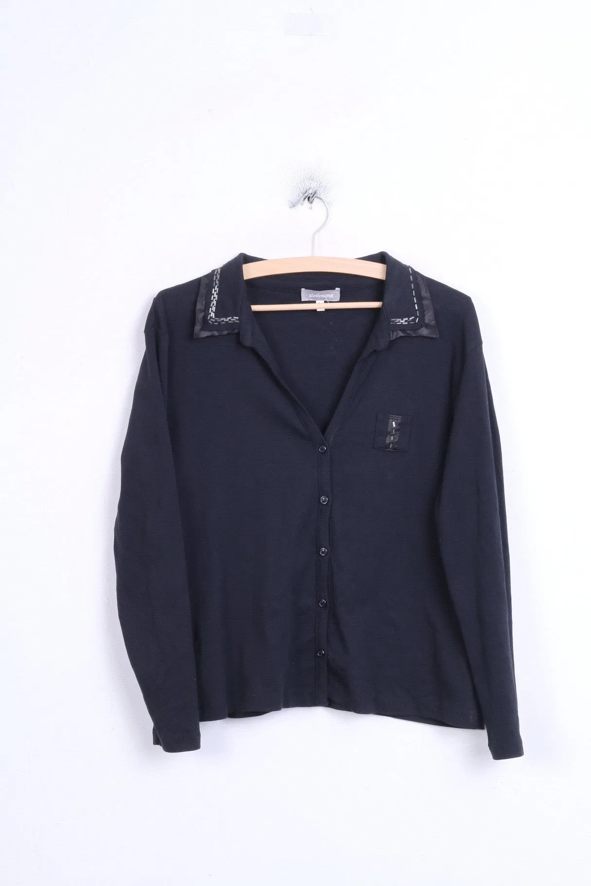 Steilmann Womens 16 XL Blouse Black Single Breasted
