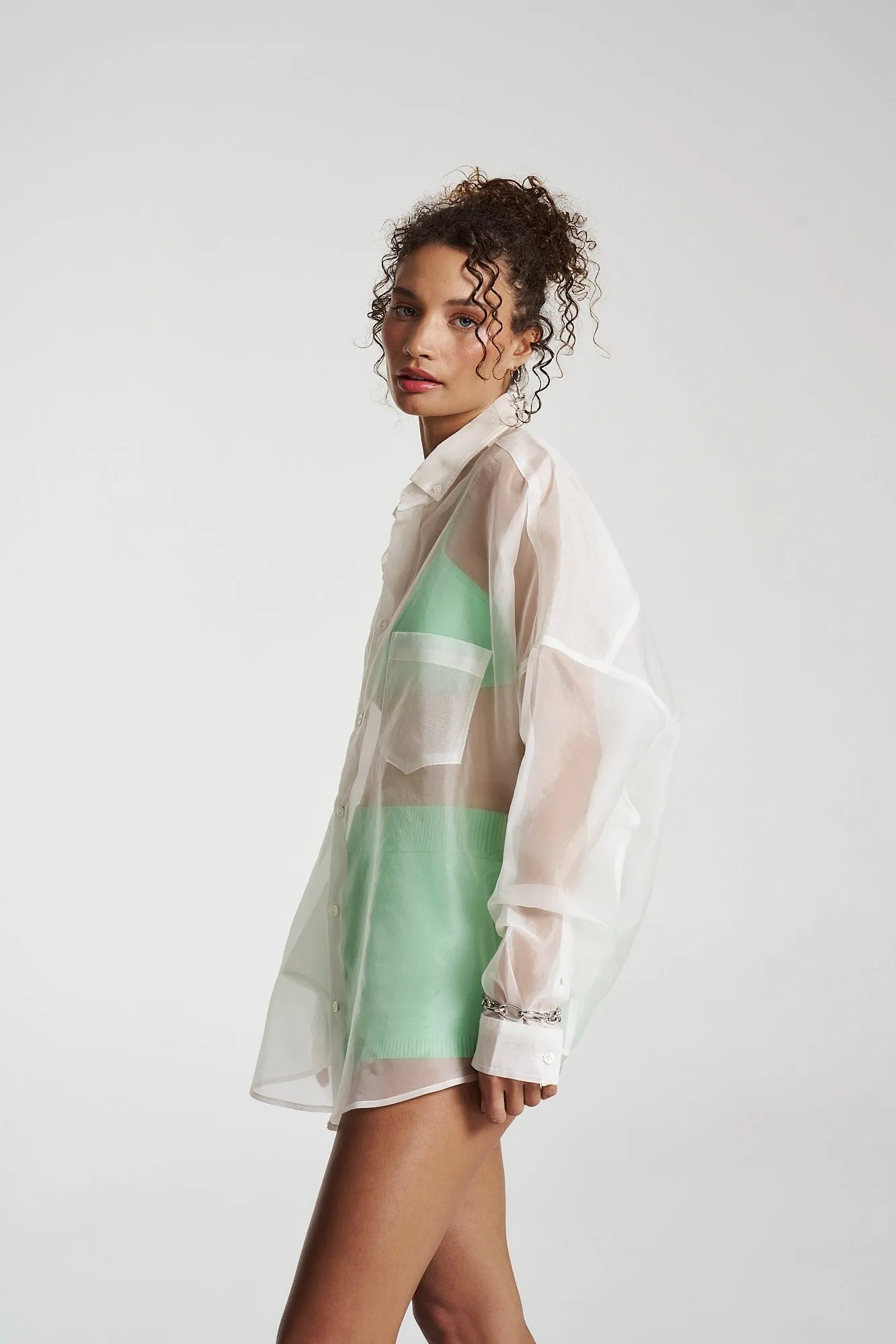 SUMMI SUMMI Womens Silk Organza Mercurio Shirt - Angelic White