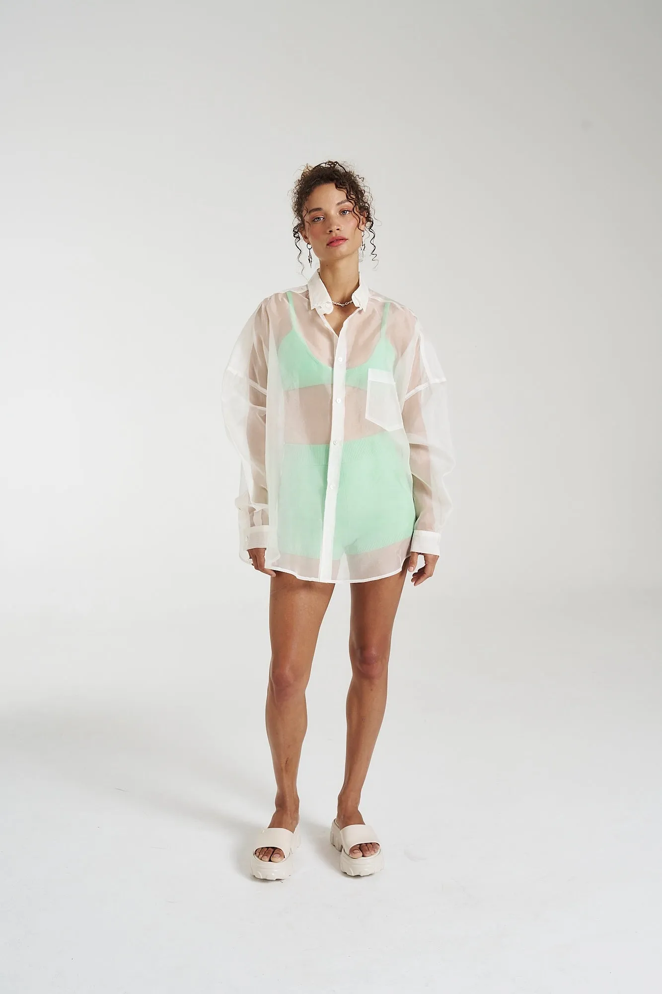 SUMMI SUMMI Womens Silk Organza Mercurio Shirt - Angelic White
