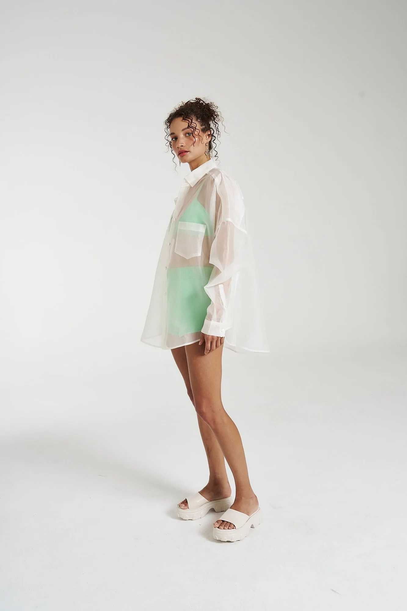 SUMMI SUMMI Womens Silk Organza Mercurio Shirt - Angelic White