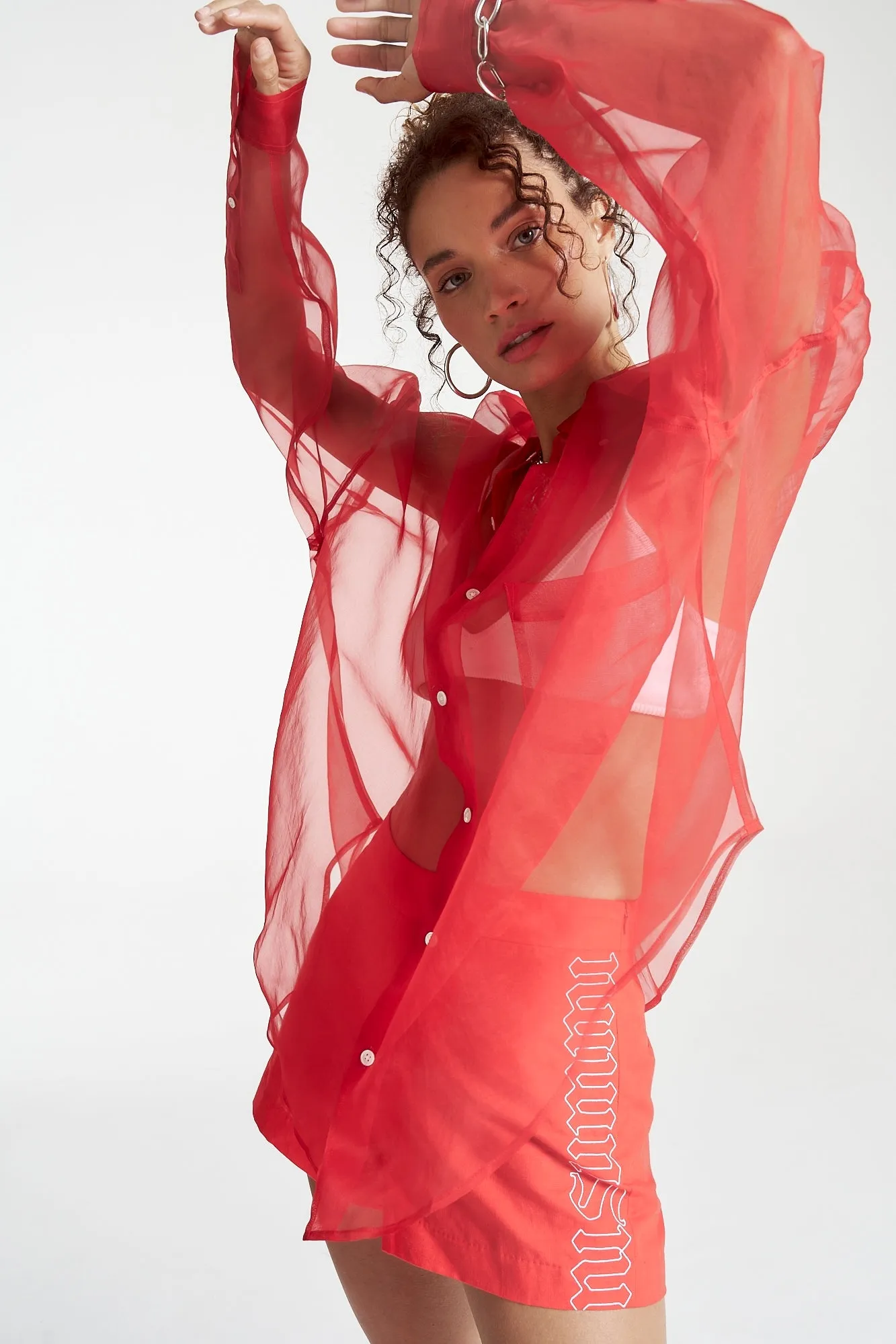 SUMMI SUMMI Womens Silk Organza Mercurio Shirt - Scarlet