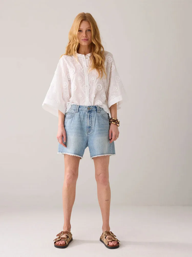 Summum Blouse with 3D Flowers White