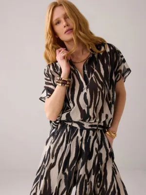 Summum Faded Zebra Print Blouse Multi