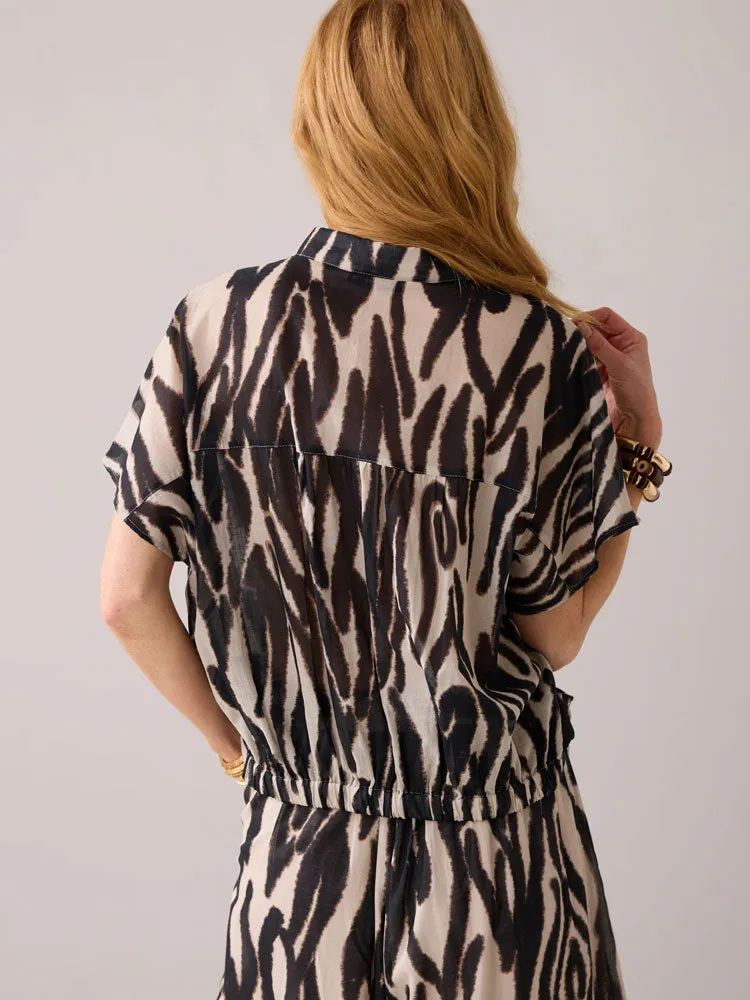Summum Faded Zebra Print Blouse Multi