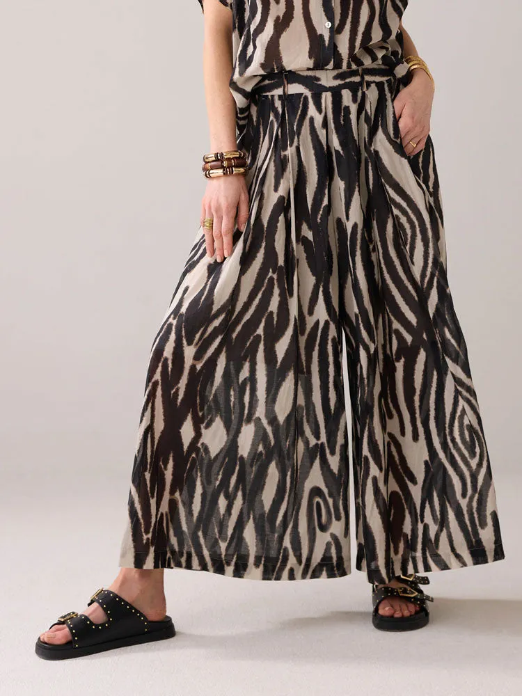 Summum Faded Zebra Print Trousers Multi