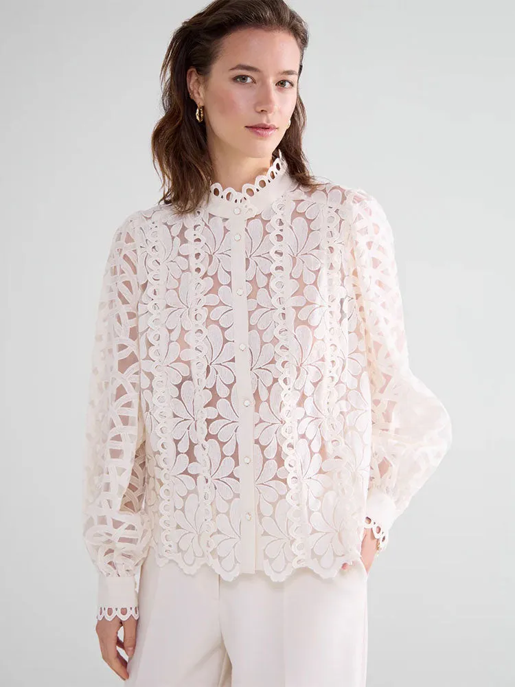 Summum Organza Lace Blouse Ivory