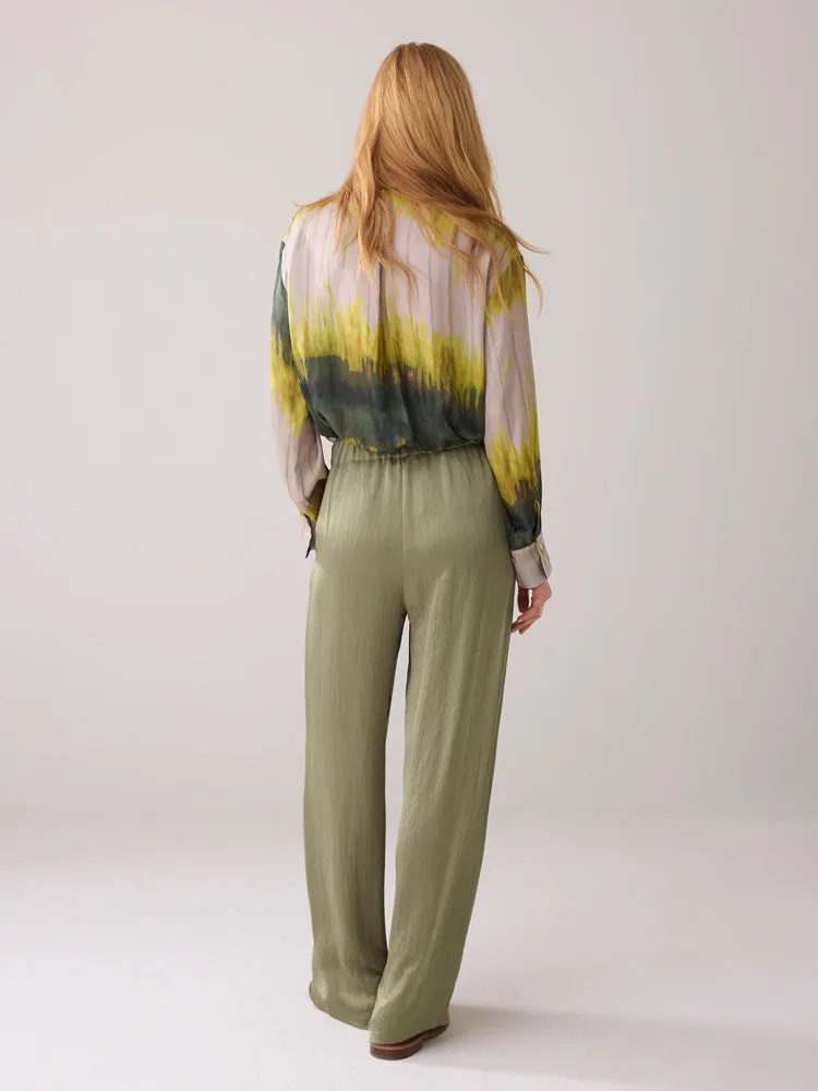 Summum Silky Touch Wide Leg Trousers Combat Green