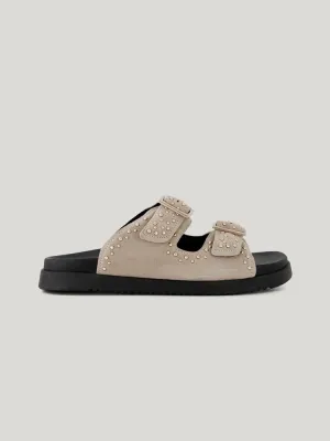 Summum Suede Stud Sandals Sesame