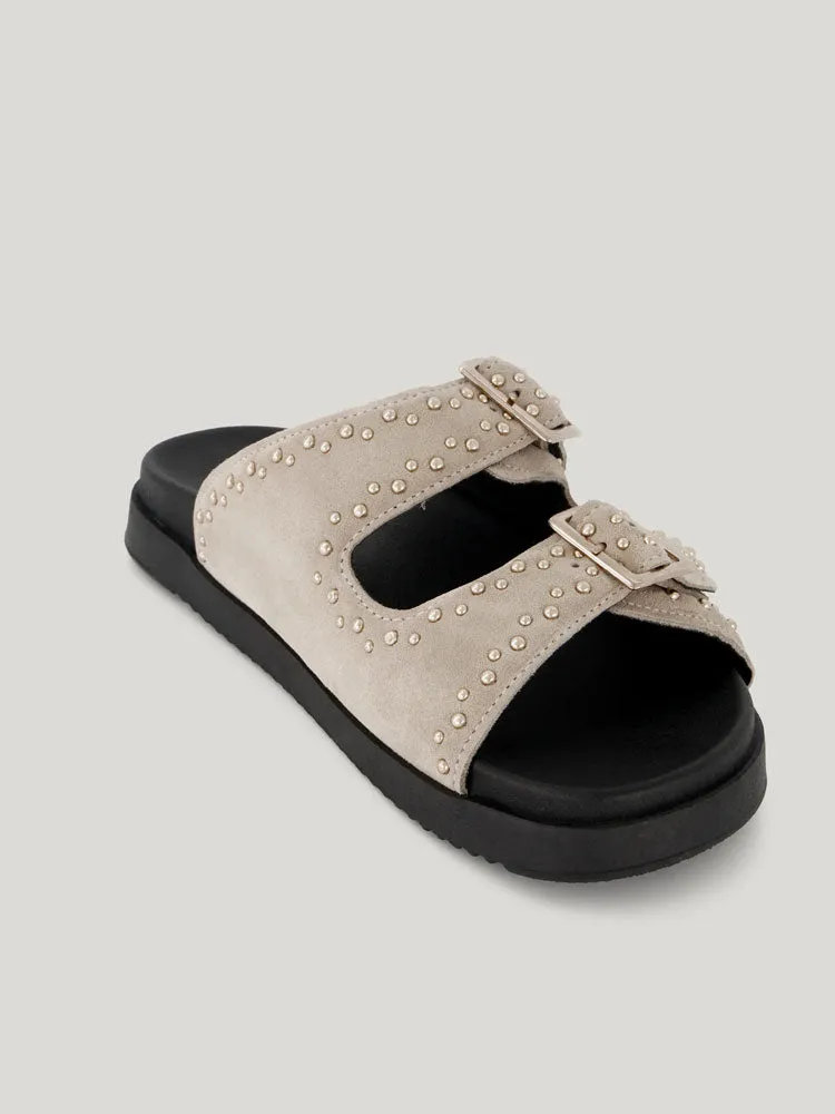 Summum Suede Stud Sandals Sesame