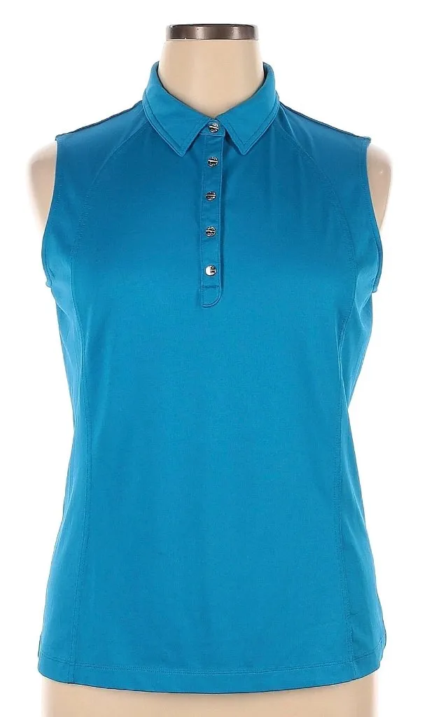 Tail Activewear Blue Sleeveless Snap Golf Polo Size XL