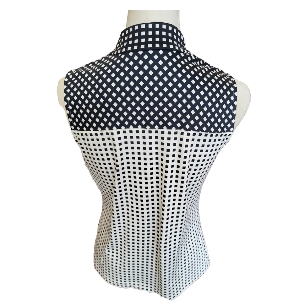 Tail Black and White Square Sleeveless Size S