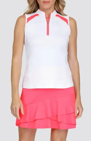 Tail Coral and White 1/4 Zip Sleeveless Women's Golf Top Size XXL MSP$87