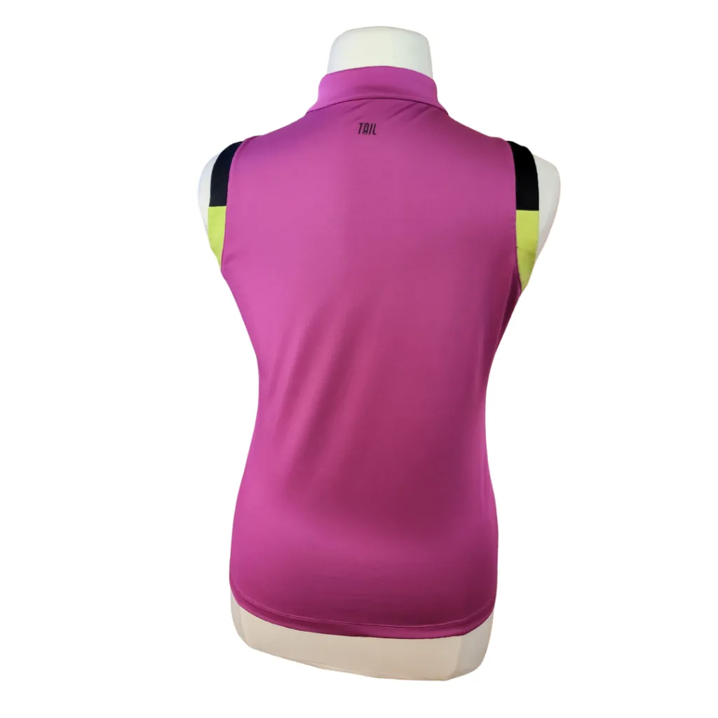 Tail Magenta Sleeveless Golf Top w/ Lime & Black Trim Size L MSP$90