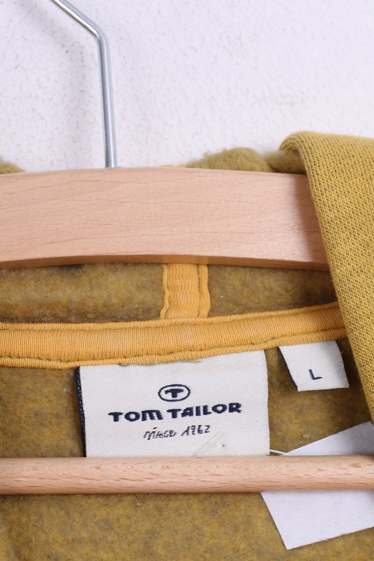 Tom Tailor Womens L Sweatshirt Yellow Hood Cotton Sport Kangaroo Pocket