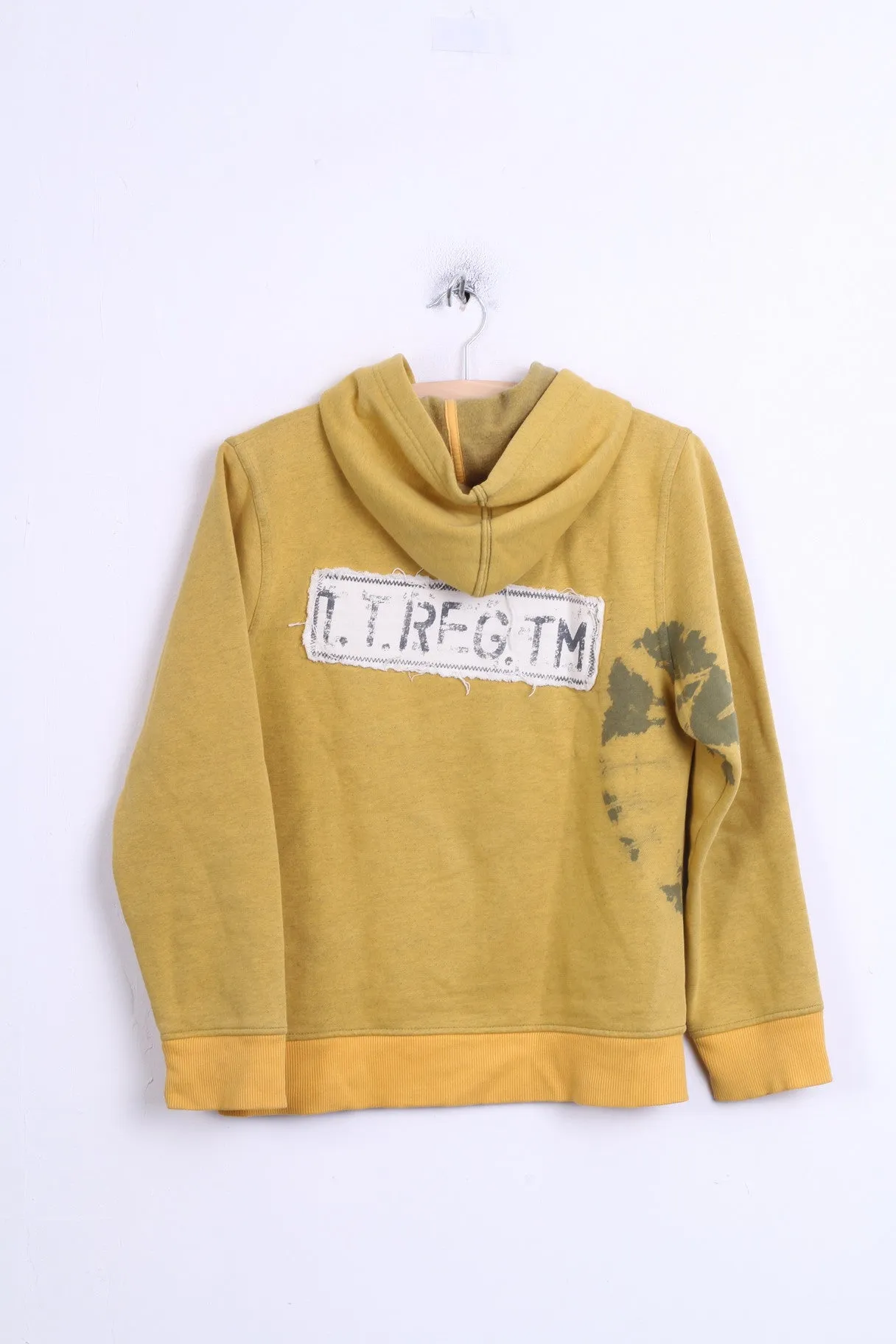 Tom Tailor Womens L Sweatshirt Yellow Hood Cotton Sport Kangaroo Pocket