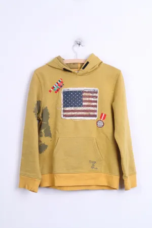 Tom Tailor Womens L Sweatshirt Yellow Hood Cotton Sport Kangaroo Pocket