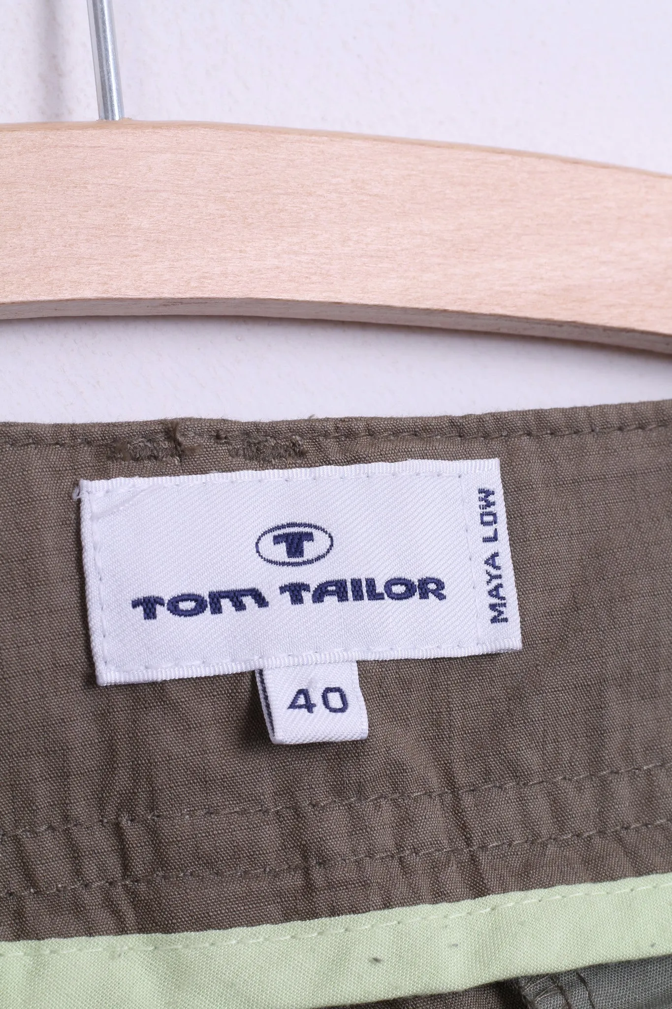 Tom Tailor Womens Trousers W40 L32 Cotton Green Maya Low