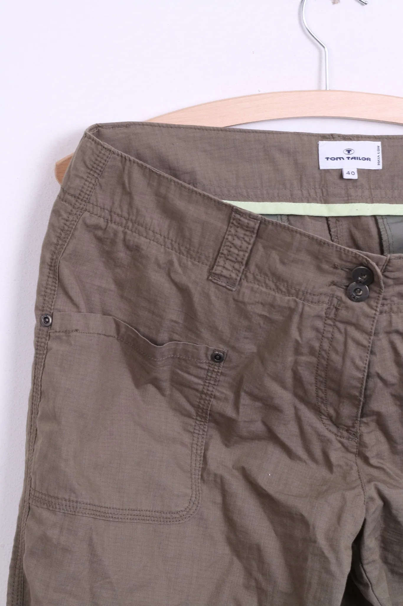 Tom Tailor Womens Trousers W40 L32 Cotton Green Maya Low