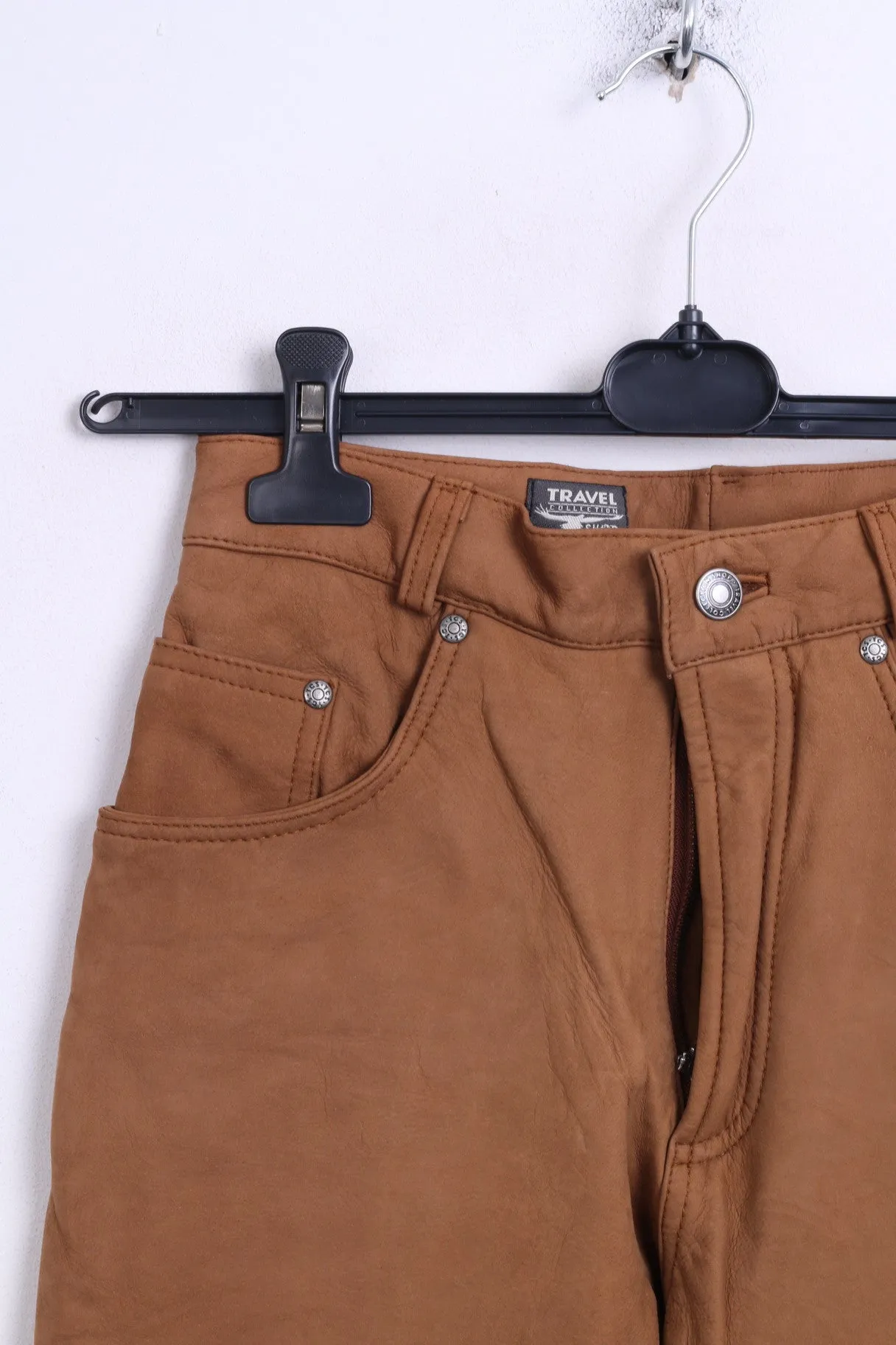 TRAVEL Collection Womens W36 Leather Trousers Camel