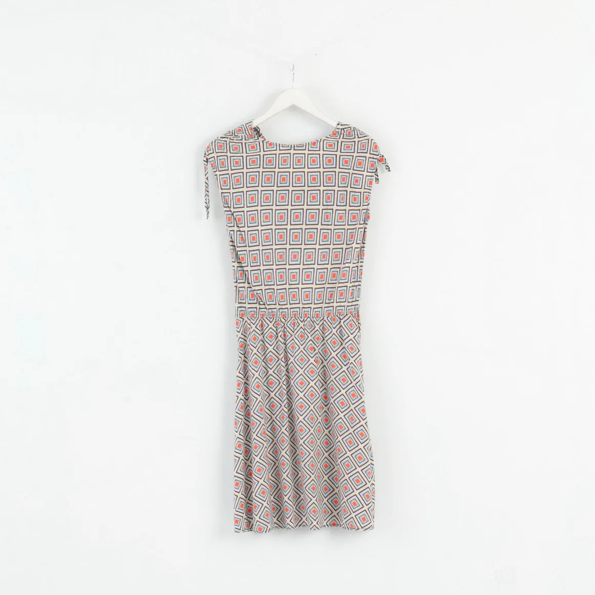Tu Womens 12 Midi Dress Blue Geometry 100% Viscose Soft Summer