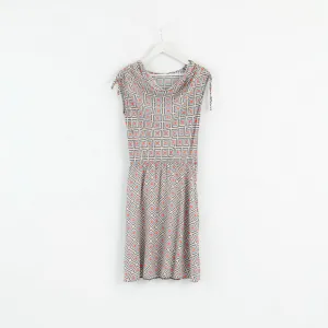 Tu Womens 12 Midi Dress Blue Geometry 100% Viscose Soft Summer