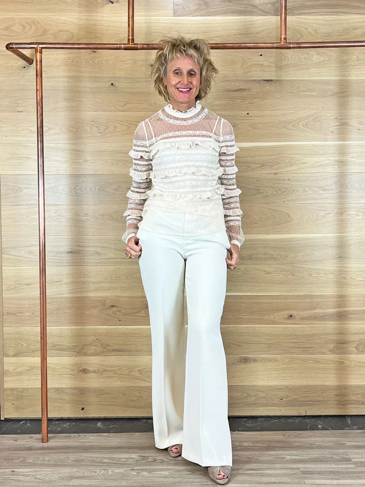 Twinset Wide Leg Crêpe Trousers White