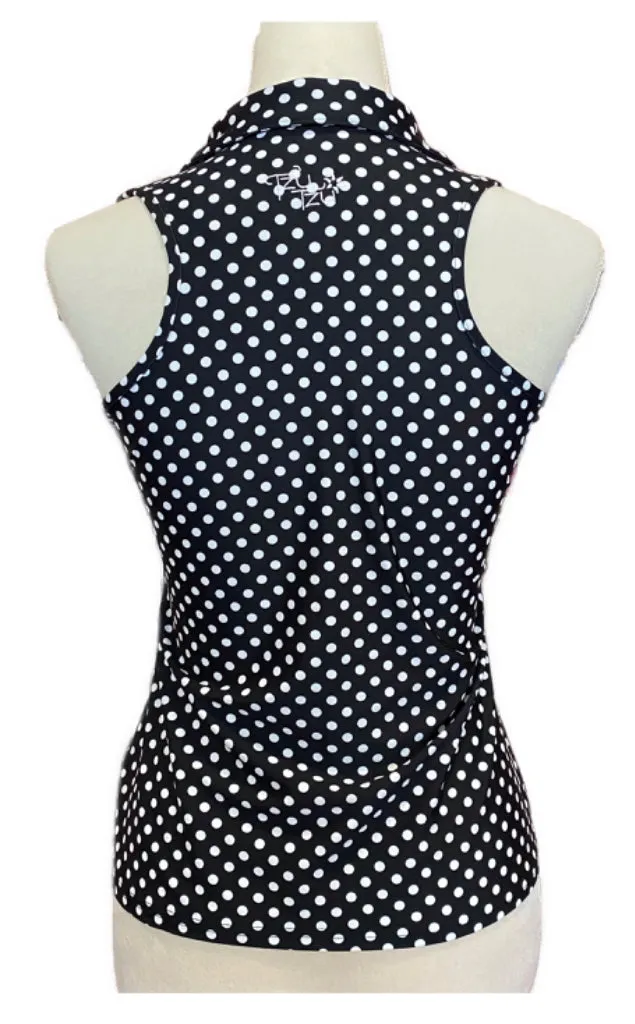 Tzu Tzu Black & White Annie Polka Dot Women's Sleeveless Top Size S