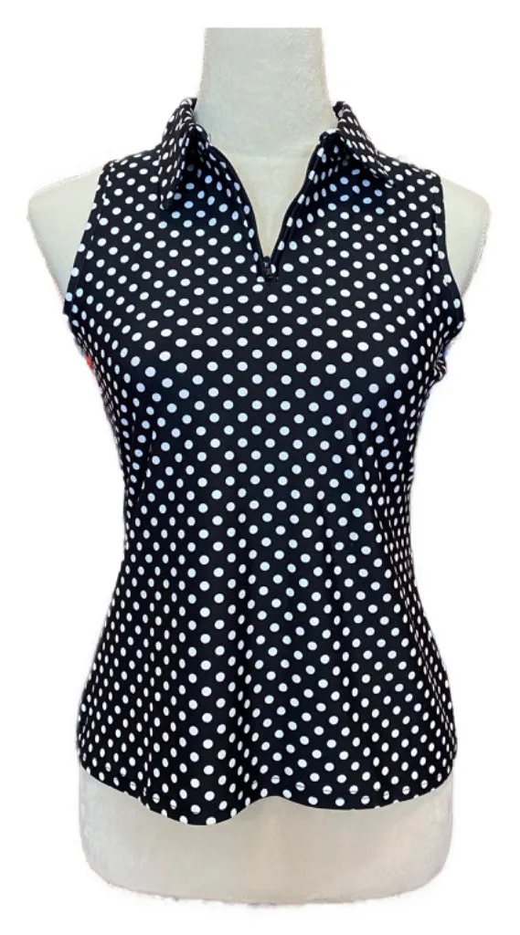 Tzu Tzu Black & White Annie Polka Dot Women's Sleeveless Top Size S