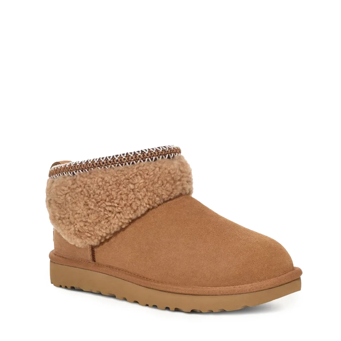 UGG Womens Classic Ultra Mini Maxi Curly Boot Chestnut