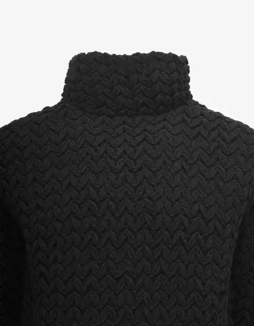 Valentino Black High-Neck Wool Knit Jumper