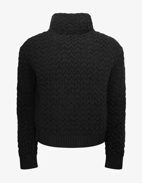Valentino Black High-Neck Wool Knit Jumper