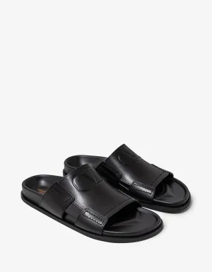 Valentino Black VLogo Leather Sandals
