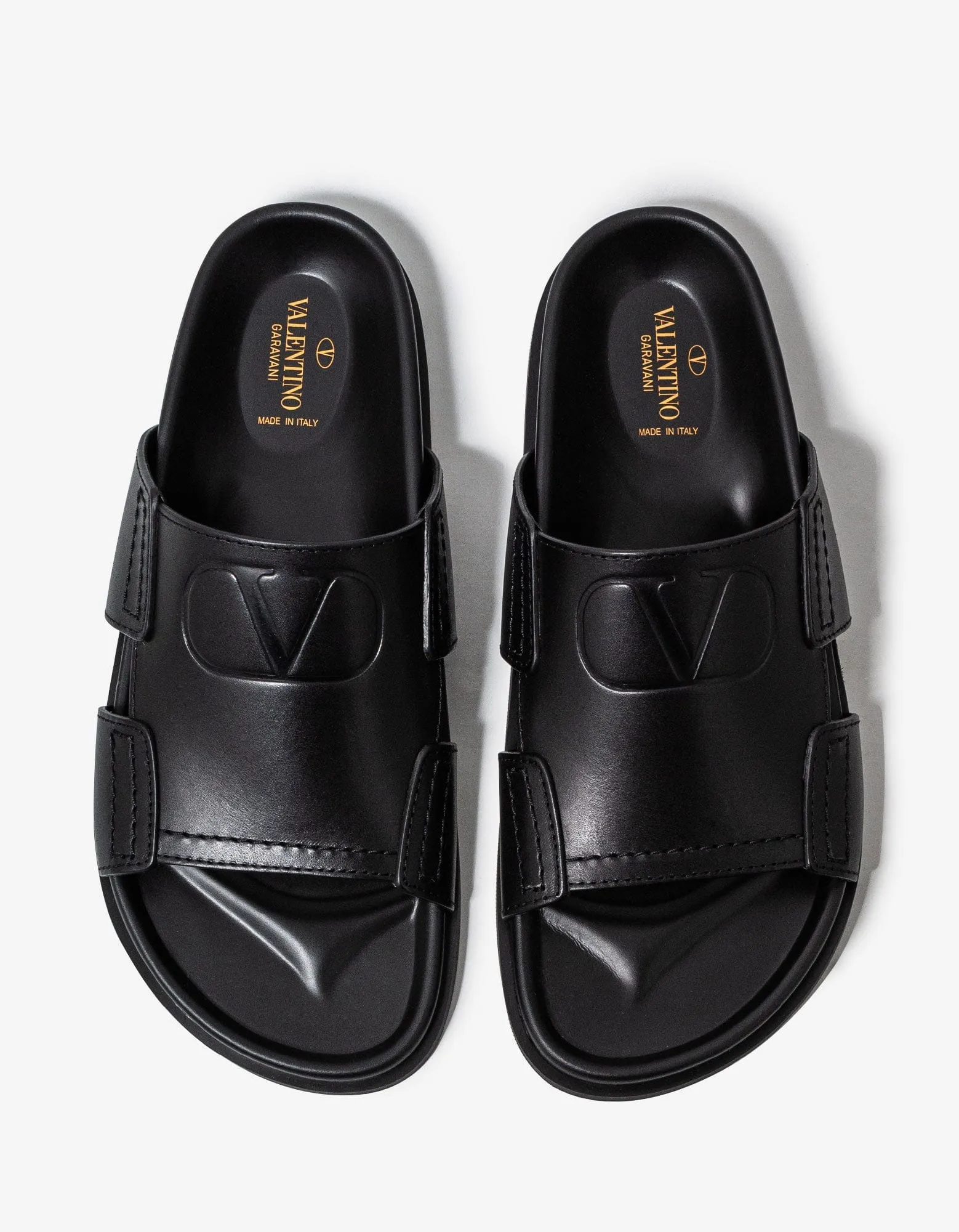 Valentino Black VLogo Leather Sandals